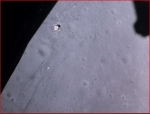 Lunar Module, descent stage, left behind on moon, top left