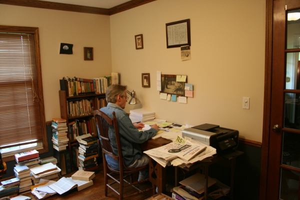 Frederick Glaysher at his writing desk